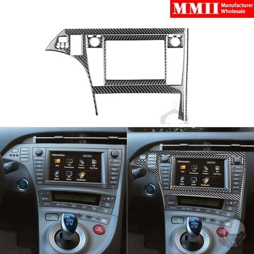 For Toyota Prius 2012-2015 Radio CD Navigation Display Panel Cover Sticker Trim Real Carbon Fiber Car Interior Decoration Parts
