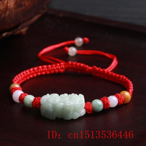 Customized Natural Jade Emerald Pixiu Bracelet Adjustable Bangle Jewellery Fashion Accessories Hand Knotting Woman Amulet