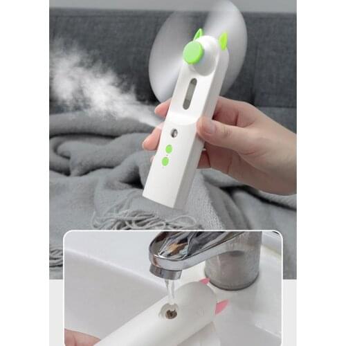 2021 New Mini Handheld USB Charging Fan Air Humidifier Moisturizer Water Spray Mist Fan