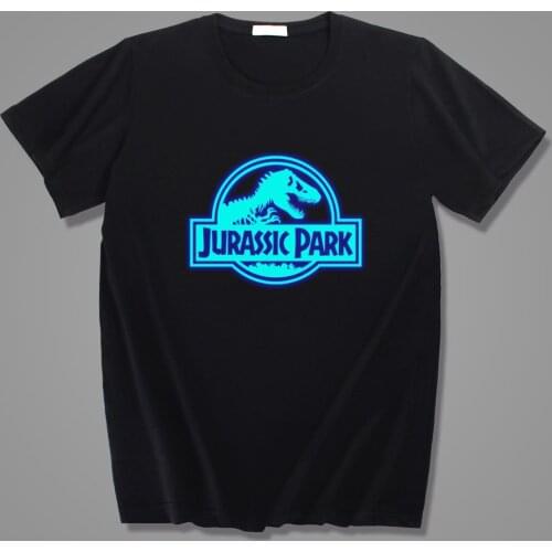 New Summer Jurassic Park World Prints Luminous Casual Kids Girls Boys Cotton T Shirt Tops Men Women Family Tees