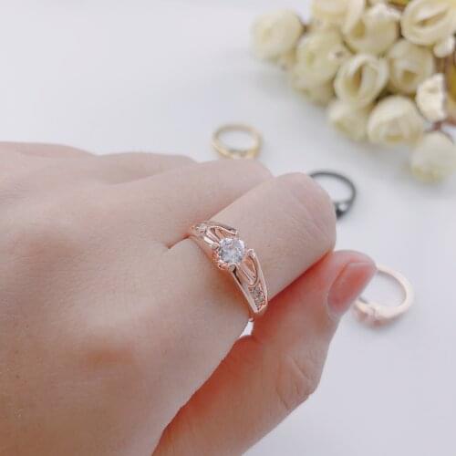 Cubic Zirconia Wedding Ring Rose Gold Silver Color Tone Zircon/Crystal Engagement/Party Rings Jewelry For Women Anel DWR249