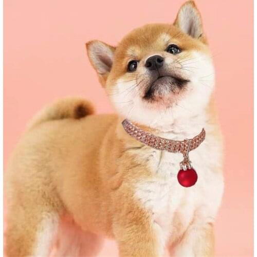 Dog Collar Three Rows Cats Dogs Red Fruit Pet Necklace Cat Dog Supplies Rhinestone Zircon Red Pearl Collar