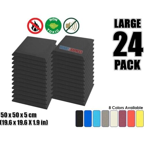 Arrowzoom 24 pcs Bundle Flat Bevel Tile Acoustic Panel Sound Absorption Studio Foam 50x50x5cm (19.6x19.6x1.9in) KK1039