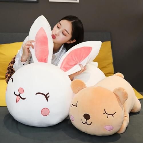 Hot Big Size Super Soft Teddy Bear Plush Toy Soft Stuffed Cartoon Animal Kawaii Rabbit Doll Accompany Bunny Bear Pillow Cushion