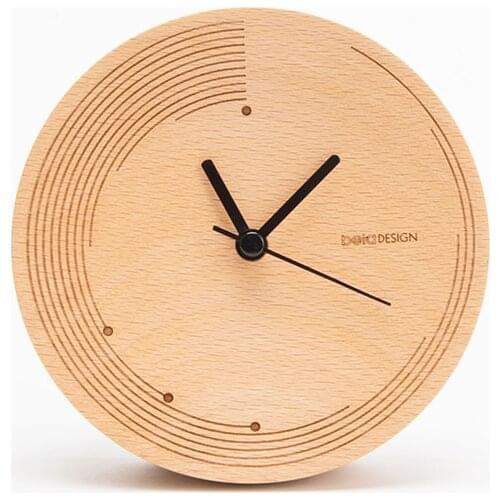 Simple wooden silent desktop small clock Fashion art bedroom wood small desk clock