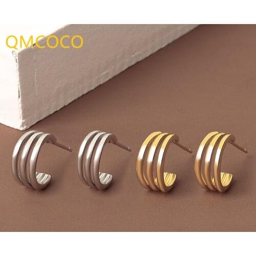 QMCOCO 925 Silver Earrings Charm Women Trendy Jewelry Vintage Simple Retro Party Accessories Gifts 3 Lyers Earring