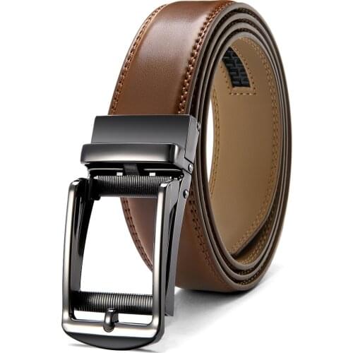 JACNAIP Adjustable Ratchet Men Belts Luxury Business Design Automatic Alloy Buckle Cow Leather Belt for Men 3.5cm Мужской ремень