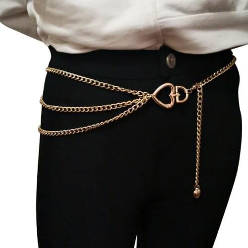 Fashion Tassel Chain Belt Silver Gold Heart Hip High Waist Belt Casual Ladies Female Dress Trousers Waistband