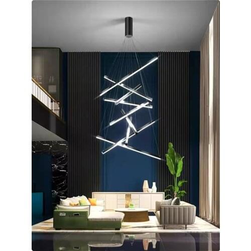 Modern Creative ChandelierBlack Nordic Interior Lighting For Living Dining Room Kitchen Decoration Lamp Staircase Pendant Lamp