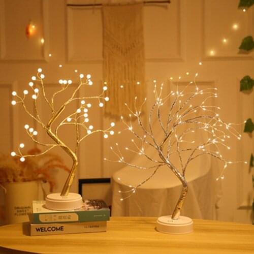 LED nightlight glowing trees lamp mini tree copper wire poems childrens bedroom decorative fairylights holiday lights