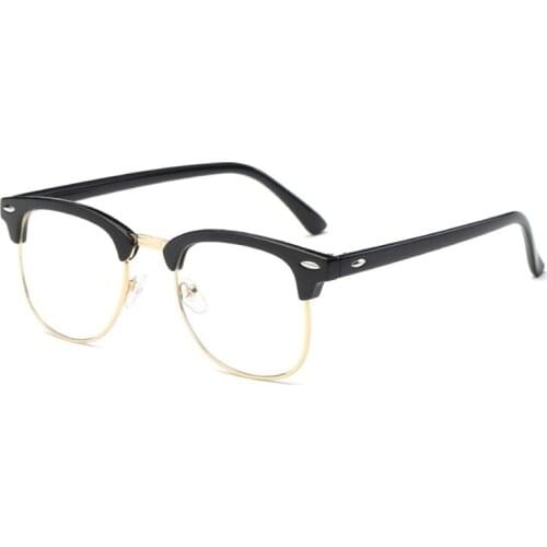 Unisex Semi Rim Frame Blue Light Blocking Glasses Women Men Transparent Eyeglasses Frames Rivets Retro Spectacles Frames 8Color