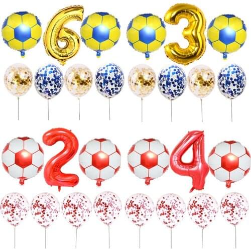 7 Pcs/lot Football Soccer Theme Kid Birthday Party Decoration Round basketball Balloon Sport Meet Confetti Latex Helium Balloon