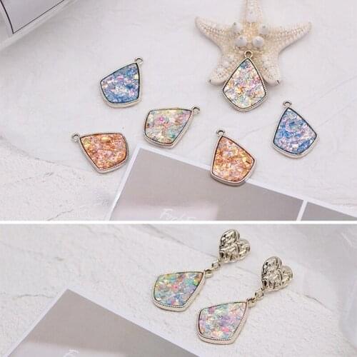 Color-preserving alloy jewelry material creative personality glitter sequins drop-shaped pendant DIY earrings accessories