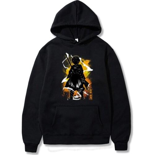 Hot Sale Anime Demon Slayer Zenitsu Cosmic Lighting Breathing Hoodies Harajuku Long Sleeve Hoody Sweatshirt Fleece Streetwear