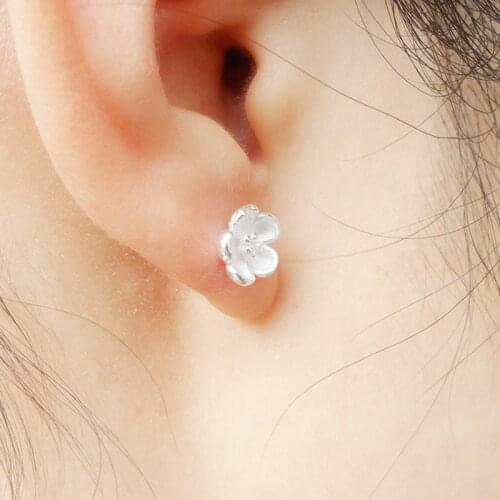 999 Sterling Silver Earrings Small Flower Korean Stud Earrings For Women 2020 Luxury Jewelry Fashion Handmade Studs Ear Tips