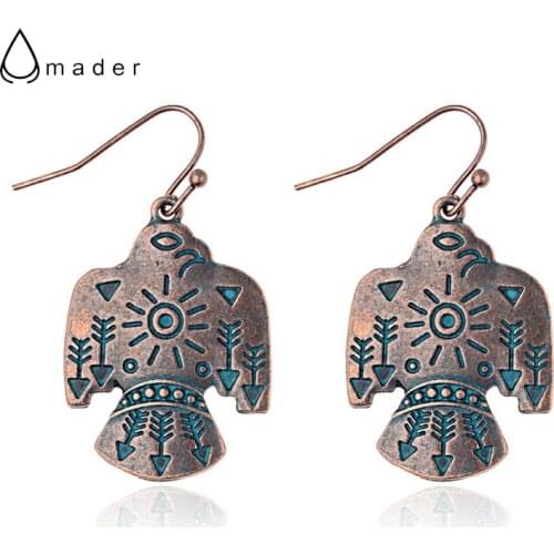 Amader New Indian Tribal Bird Shape Verdigris Earrings For Women Vintage Bohemian Animal Carved Earrings Orecchini Etnici HEA100