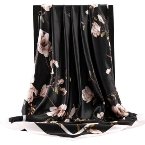 2021 Female Colour Oil Painting Silk Scarves Autumn Popular Sunscreen Bandanna Fashion 90X90CM Kerchief Luxury Dustproof Shawls