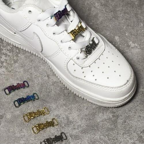 1Pair DIY Letter Shoelaces Buckle Decorations Sneaker Kits Metal Lace Buckle Stylish Sports Metal Kits Shoelaces Accessories