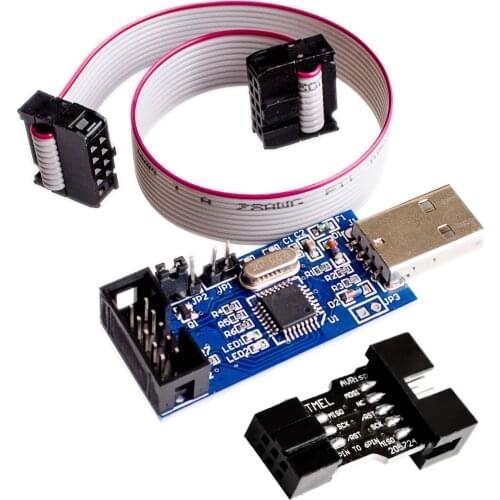 2PCS=USBASP+10PIN TO 6PIN ADAPTER New USBASP USBISP AVR Programmer USB ATMEGA8 ATMEGA128