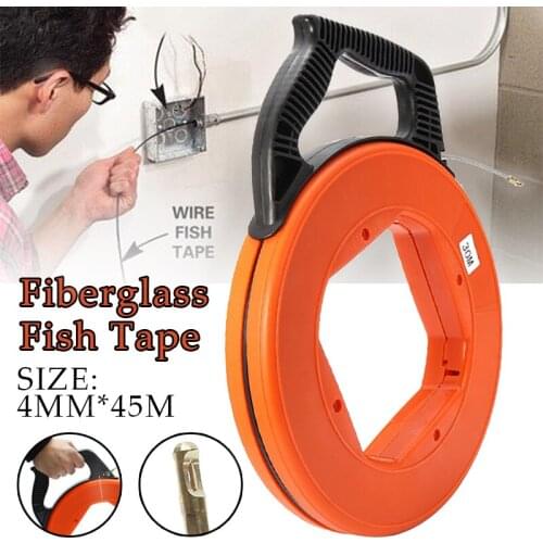 4mm Portable 30/45 Meter Fiberglass Fish Tape Fishing Tool Reel Puller Nylon Conduit Duct Rodder Pulling Wire Cable Puller