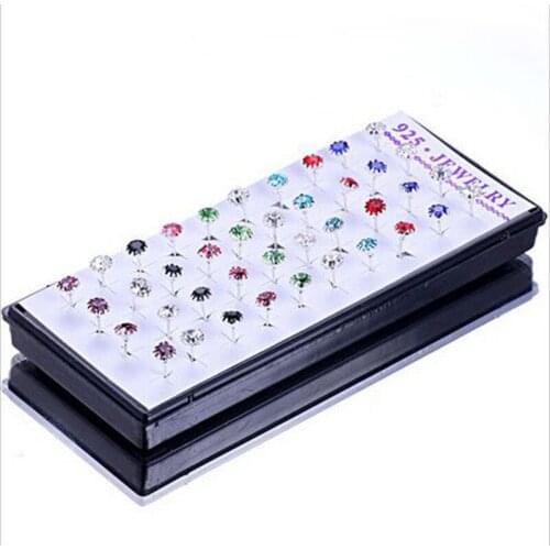 40 PCS Trendy Colorful Rhinestone Sunflower Round Ear Stud Popular Crystal Zircon Earring Set Simple Chic Jewelry Accessories