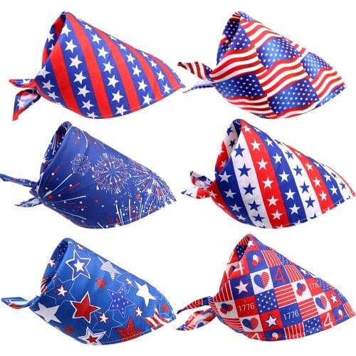 Free Shipping 100pcs Dog Bandana Summer Think Pet Dog Scarf Bandanas Samll Dog Cat Bibs American Independence Day Dog Supplies