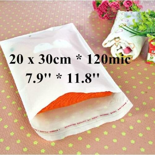 Free Shipping 200pcs/lot 20 x 30cm*120mic Large Self Adhensive Plastic Clothes Packaging Bag, High Quality White PE Clothing Bag