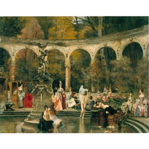 Free shipping classical court figure ancient open-air bath canvas prints oil painting on canvas wall art decoration picture