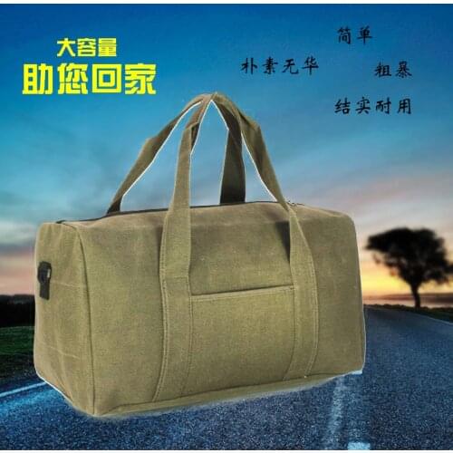 Free shipping simple canvas portable travel bag male luggage bag female large capacity long-distance work travel bag