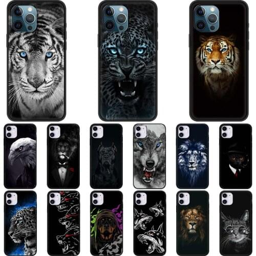 Case for iPhone 11 12 Pro Max Phone Cover for Apple iPhone 7 8 Plus SE2020 X XR XS Max Shell Lion Tiger Wolf Dog Cat wild Animal