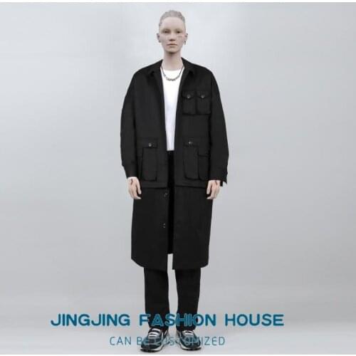 S-6XL!!The new 2021 spring and autumn long removable Japanese overalls many bags loose windbreaker coat for men and women