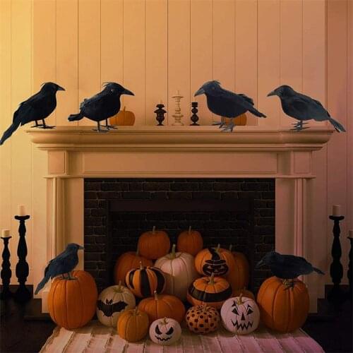 Artificial Crow Black Bird Raven Prop Decor for Halloween Display Event Party Bar Decoration Supplies Gift Christmas Decoration