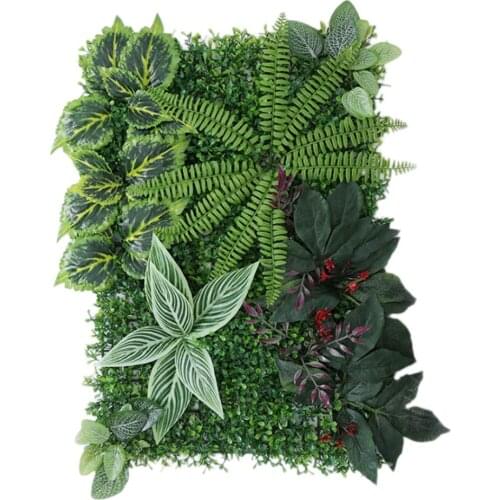 MagiDeal Artificial Green Grass Foliage Plants Berries Flower Wall Panels Wedding Party Pillar Main Road Floral Decor 60x40cm