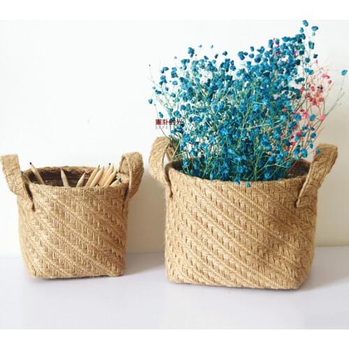 Jute Woven Flower Pot Fabric Clothing Storage Basket Desktop Storage Basket Childrens Toys Sundries Storage Basket
