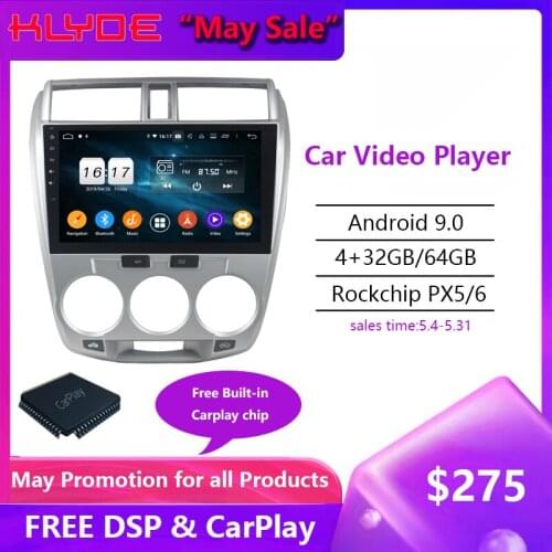 KD-1104 klyde 10.1 inch Android 9.0 System 8 Core Car Multimedia Player GPS Navigation for CITY 2006-2013 DSP Car Radio Stereo