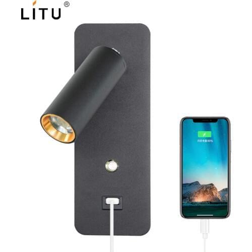 Indoor LED wall lamps 7W with switch USB charge led wall light modern stair wall sconce livingroom led wall luminaire