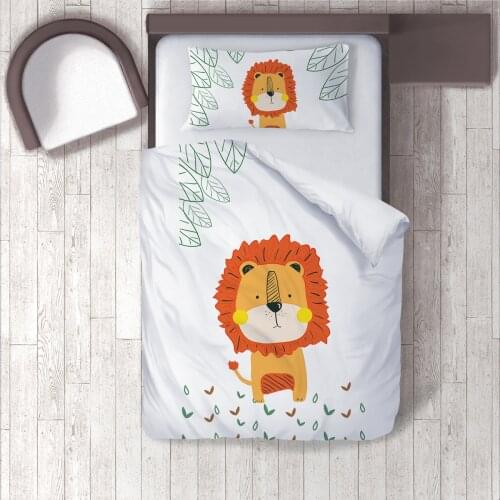 Duvet Cover Set Bedding Set Pillow Case for Baby and Kids Room 3D Printed Yellow Cheeked Lion Model 169