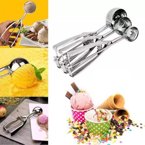 4/5/6cm Ball Digging Ice Cream Watermelon Potato Cookie Fruit Kitchen Tool Stainless Steel Handle Spring Digging Spoon Scoop