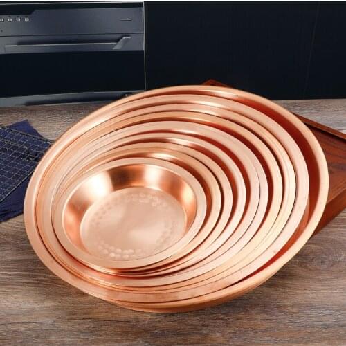 Copper basin, pure copper plate, copper chicken basin, pure copper plate, flat copper plate, thick red copper tableware, seafood