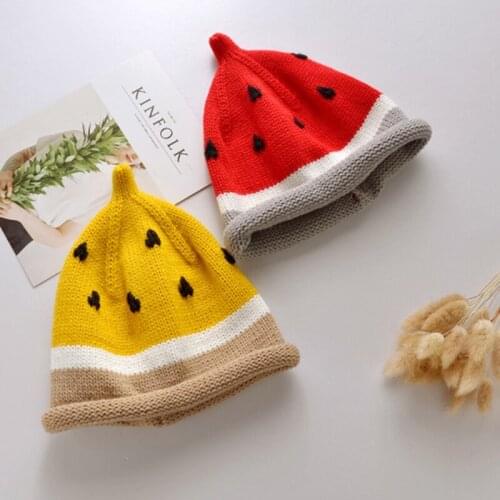 Lovely Wool Hat Fruits Cap Children Watermelon Hats Keep Warm Set Head Cap Baby Manual Weave Knitting Hat Autumn And Winter