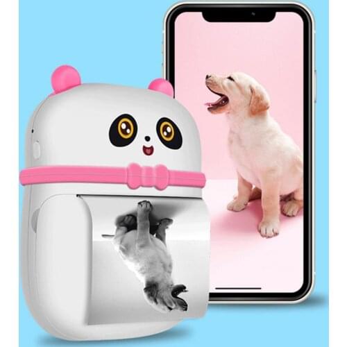 Portable Bluetooth 200DPI Ink-free Panda Mini Homework Pocket Thermal Printer for iOS & Android Smartphone Photo Office Home