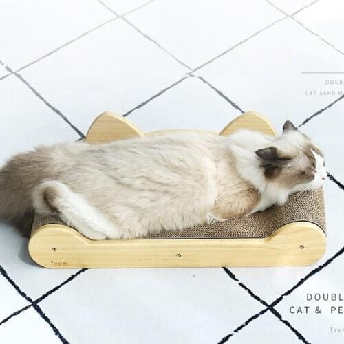 Multi-function Solid Wood Base Cat Bed Corrugated Cat Scratch Board Stable And Reliable Cat Paw Grinding Relieving Boredom Toy