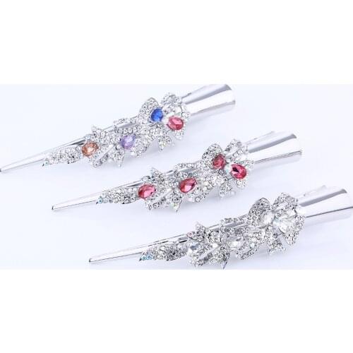 Fashion Metal Hair Barrettes Crystal Diamante Ibis Type Hair Clip Silver Plated Flower Butterfly Barrette for Women