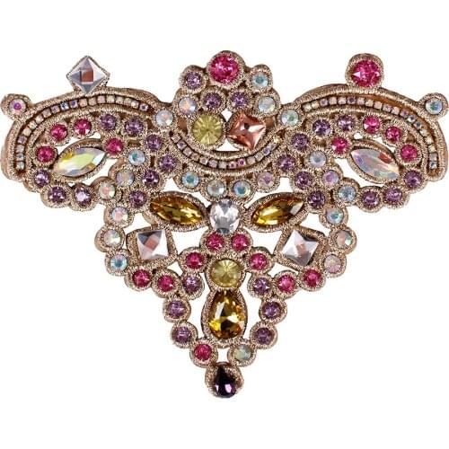 10pieces Fashion Floral Diamond Patches Rhinestones Badges Bead Applique for Shoes Clothes DIY Decorated Sewing Supplies TH864