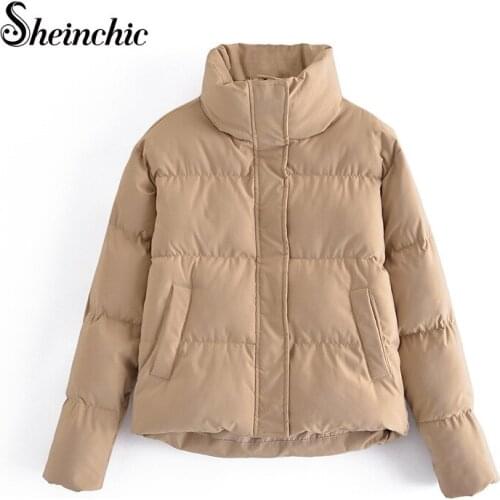 Sheinchic Fashion Padded Parkas Thick Warm Jacket Coat Womens 2021 Winter New Vintage Long Sleeve Female Outerwear Chic Tops