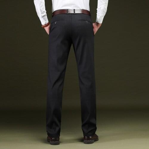 2019 Spring Autumn Straight Work Business Pants Male Formal Silk Office Classic Baggy Suit Long Trousers for Mens