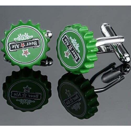 DY A new round of high-grade brand green beer cap Cufflinks fashion Mens French shirt Cufflinks free shipping