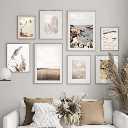 Wall Art Canvas Painting Coconut Tree Bay White Flower Annual Ring Nordic Posters And Prints Wall Pictures For Living Room Decor