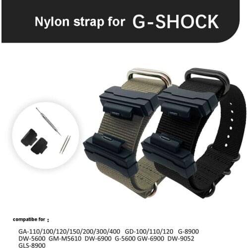 Nylon strap for g-shock GA-110 DW-5600 GA-110/GD-100/GW-M5610/DW-6900/G-5600 GW-6900/DW-9052 GLS 22X16mm convex watch band
