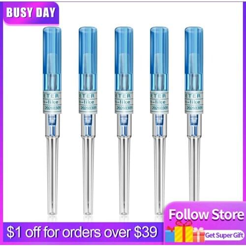 Piercing Needles 14G 16G 18G 20G 22G Disposable Body Ear Nose Sterile Surgical Steel Catheter Piercing Needles Piercing Tools